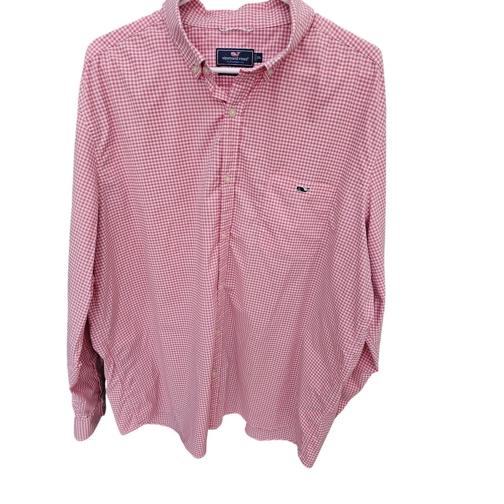 Vineyard Vines Performance Classic Fit Tukr Men's 2XL Gingham‎ Lng Slv Buttn Up